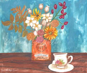 Cinnamon Sunset Autumn Boquet Original Gouache Painting 8x10"