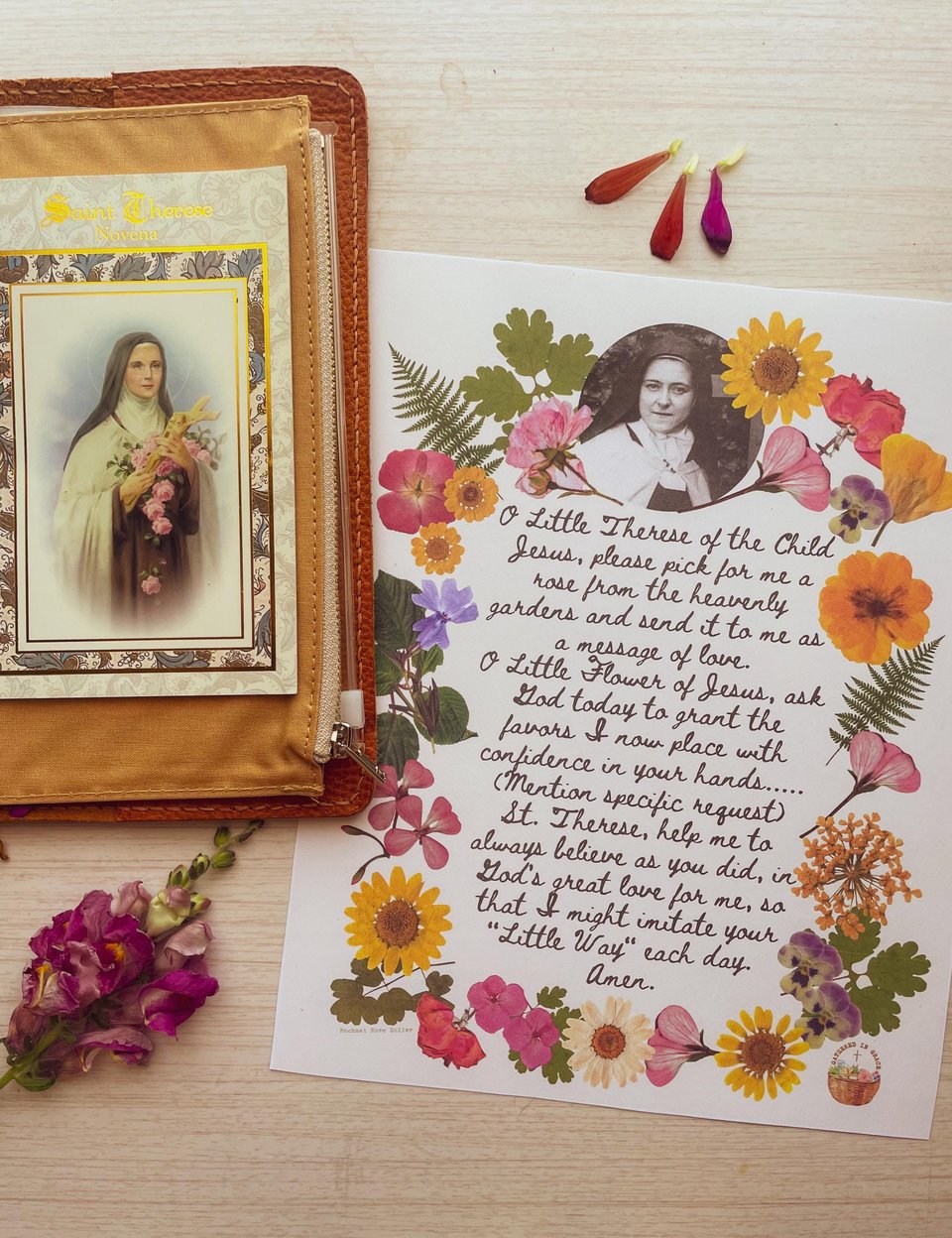 Saint Therese of Lisieux Little Flower Catholic Art Prayer Faith Journal Junk Journal Printable PDF Digital Download, 8x10, 5x7, standard TN