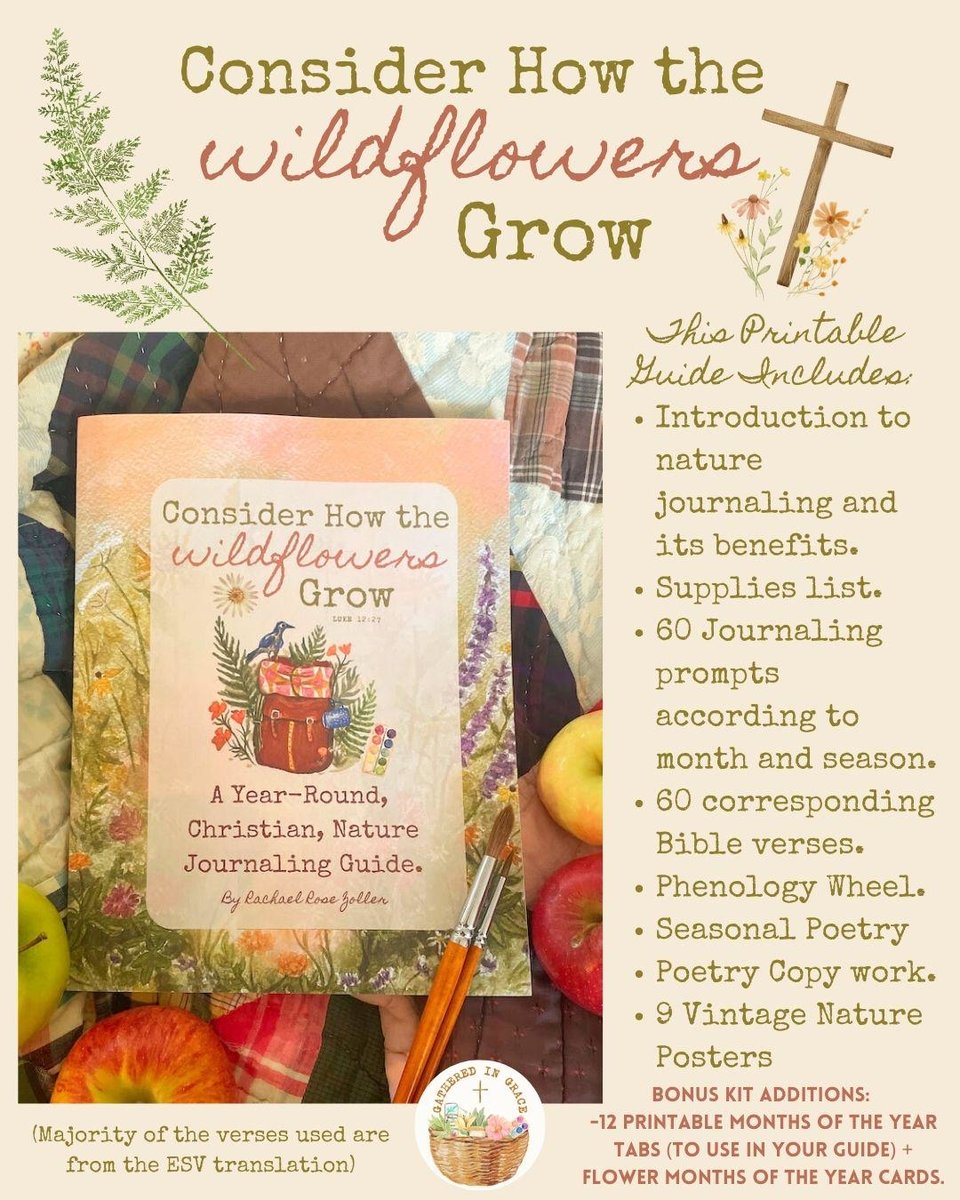 Consider How the Wildflowers Grow Christian Nature Journal Guide by Rachael Rose Zoller Nature Study Homeschool PRINTABLE KIT