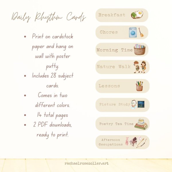 Homeschool Daily Rhythm Cards PDF Download 