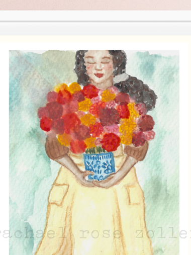 Dahlia Flower Girl Print