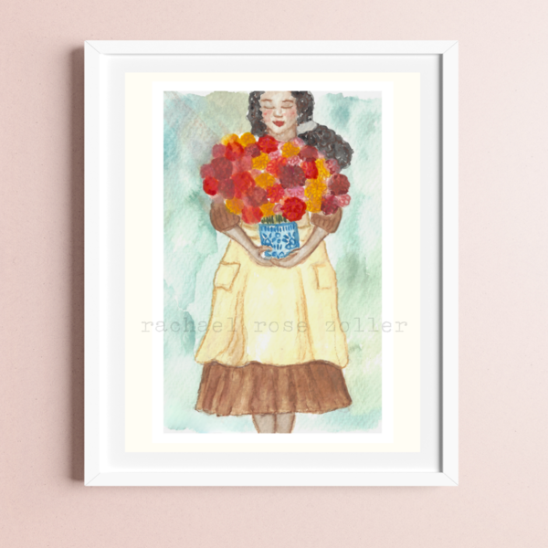 Dahlia Flower Girl Print