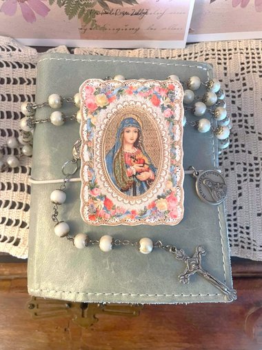 Vintage Morning Offering Prayer Card Catholic Printable Art Blessed Virgin Mary aesthetic